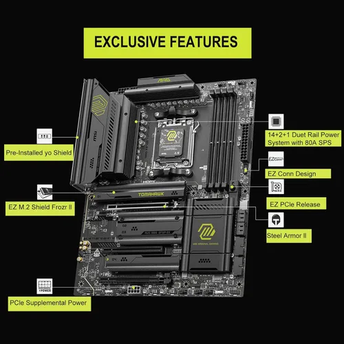 Vista 3 de Micro Center AMD 9800X3D Processor with MSI MAG X870E Tomahawk Motherboard AMD Ryzen 7 9800X3D+ MSI MAG X870E Tomahawk WiFi