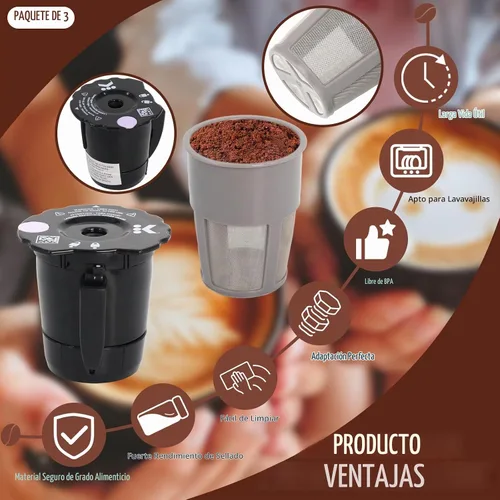 Vista 5 de K250 - Filtro de café molido reutilizable compatible con Keurigg My K Cup 2.0 1.0 K300 K350 K375 K400 K450 K475 - Filtro de café molido recargable