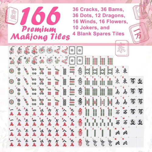 Vista 4 de Juego completo de 179 piezas de azulejos Mahjong americanos