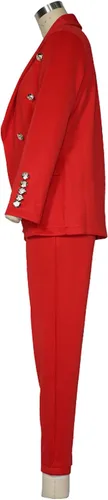 Vista 5 de Trajes de pantalones para mujer, 2 piezas, casual, talla grande, parte delantera abierta, conjunto de pantalón, traje de boda, graduación, trabajo