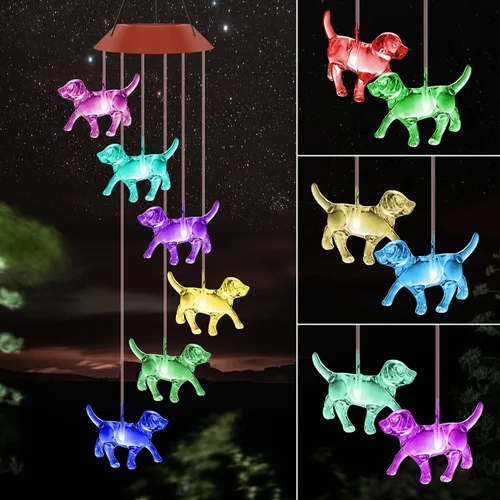 Vista 9 de Carillones de viento solares para exteriores, carillones de viento conmemorativos de 37 pulgadas, regalos para mamá y abuela, 6 tubos LED que