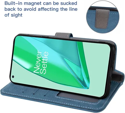 Vista 4 de Asuwish Funda compatible con OnePlus 9 Pro One Plus 9Pro 5G y protector de pantalla de vidrio templado, funda con tapa para tarjetero, funda