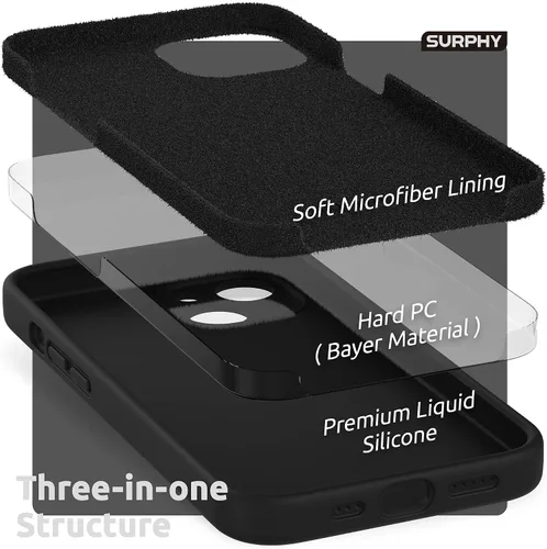 Vista 5 de SURPHY Funda compatible con iPhone 13 con protector de pantalla, (protección de cámara y forro de microfibra suave), funda de teléfono de silicona