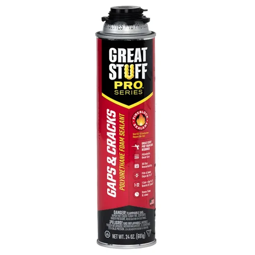 Vista 6 de Great Stuff Pro Lagunas y Grietas Kit de Espuma en Aerosol – Sellador Naranja Certificado contra el Fuego Rellena Brechas de hasta 3 Pulgadas