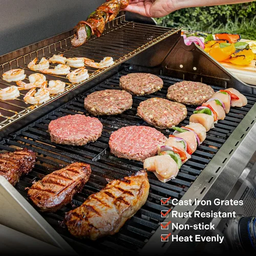 Vista 8 de Monument Grills Parrillas de gas propano de 4 quemadores más grandes de acero inoxidable con kit de asador (2 artículos)