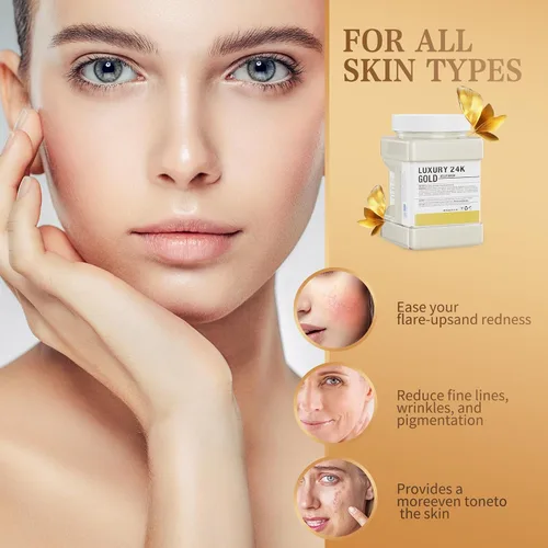 Vista 4 de Mascarilla de gelatina en polvo para faciales, oro de 24 quilates, antienvejecimiento y reafirmante, mascarilla hidratante para iluminar