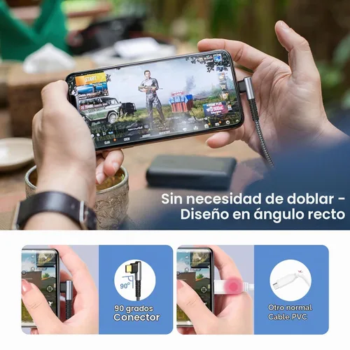 Vista 2 de OKRAY Cable USB C de 10 pies, paquete de 5 cables de carga rápida USB-C de 2-Gris