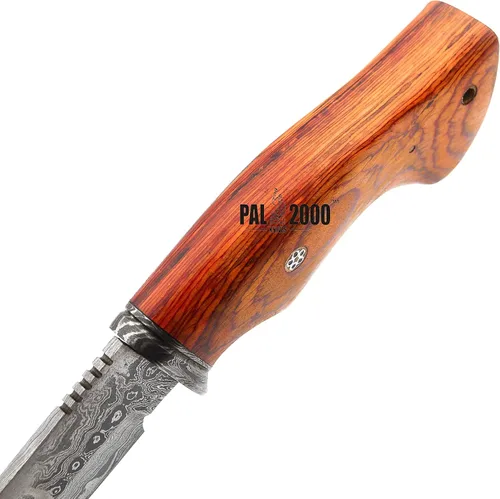 Vista 7 de PAL 2000 KNIVES Cuchillo de caza hecho a mano de acero de Damasco de 10 pulgadas - Mango de madera con funda 2060