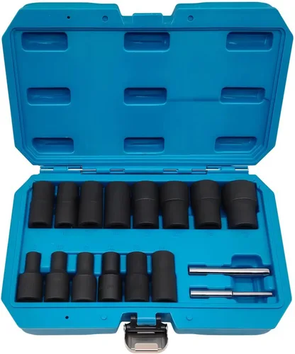 Vista 11 de Juego de 3 piezas de tuercas de tuerca giratoria, extractor de bloqueo de tuerca de rueda dañada de 1/2 pulgada, kit de herramientas de extracción