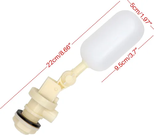 Vista 3 de Válvula de flotador de 3/4 pulgadas, paquete de 2 válvulas de bola de flotador de agua con brazo ajustable y filtro para fuente, canal de agua