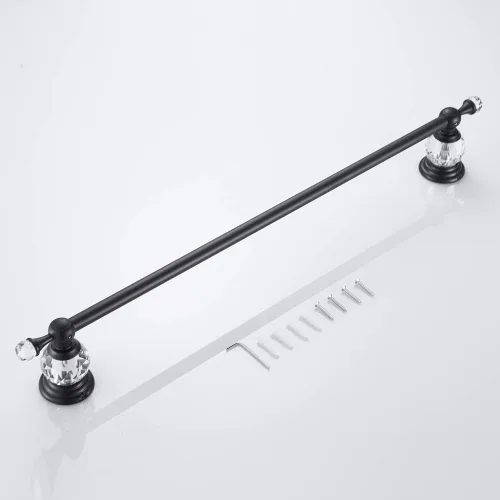 Vista 8 de Barra de Toallas Crystal de WINCASE, Toallero Ajustable Negro, Soporte de Toalla de Mano Individual, Barra de Toalla de Ducha para Baño, Barra