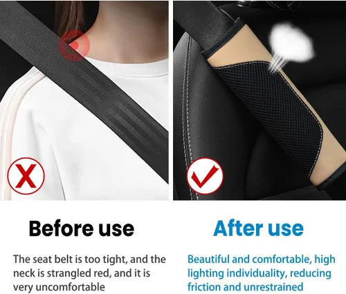 Vista 3 de BESULEN Fundas para cinturón de seguridad de automóvil, 2 unidades de malla de cuero, protector universal para correa de hombro para cinturón