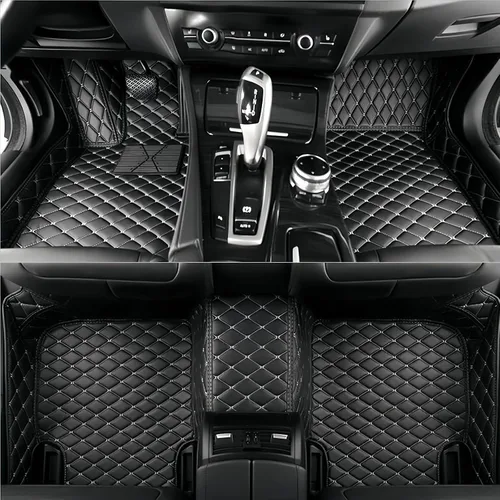 Vista 24 de Tapetes de cuero personalizados impermeables para automóvil, sedán, SUV, automóvil deportivo, negro, beige, para hombre y mujer (todo beige, 3D)