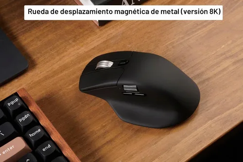 Vista 4 de Keychron M6 - Ratón óptico inalámbrico para juegos, 8000Hz Tri-Mode 2.4 GHz/Bluetooth 5.3/cableado, sensor PixArt 3950, 30000 DPI, rueda magnética