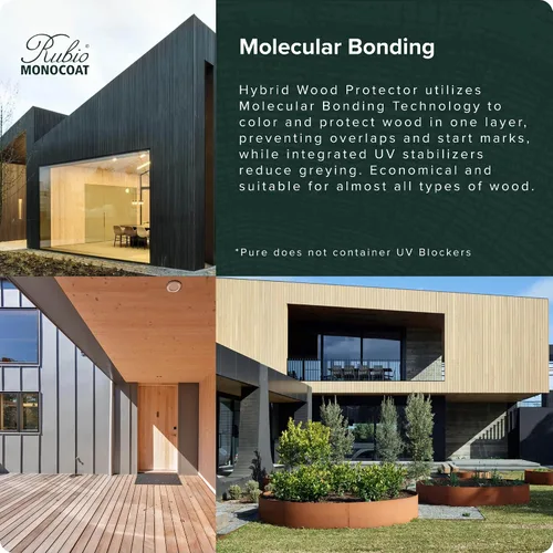 Vista 4 de Rubio Monocoat Protector de madera híbrido de 300 pies cuadrados - Chocolate Acabado de aceite de madera exterior, color y protección UV