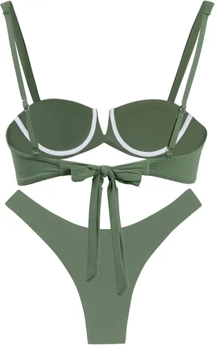 Vista 2 de Narecte Trajes de baño para mujer, conjuntos de bikini sexy triangular para mujer, traje de baño de dos piezas para mujer, bikini brasileño de 2