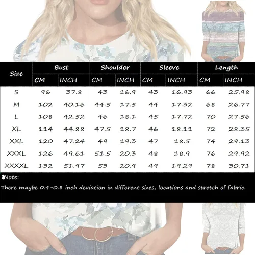 Vista 5 de TEEBIN - Camiseta de cuello redondo con estampado de manga de siete puntos para mujer