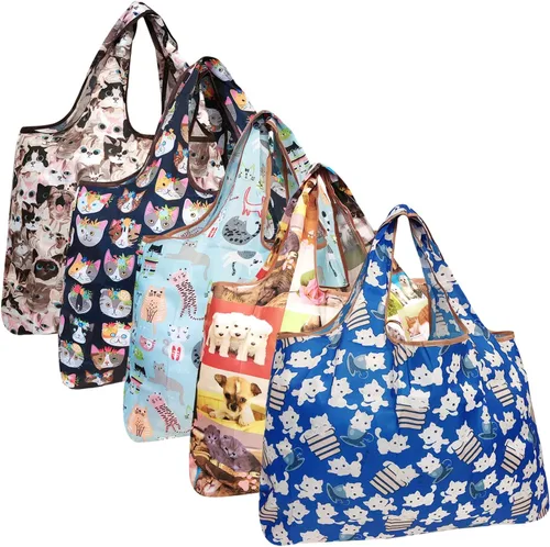 Vista 10 de allydrew Bolsas grandes plegables de nailon reutilizables para comestibles, paquete de 5
