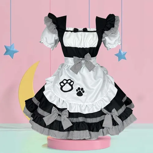 Vista 4 de Disfraz de niña de anime de talla grande, disfraz de muñeca de gato para niñas, Lolita, anime, lindo disfraz suave para niña, corsé de encaje