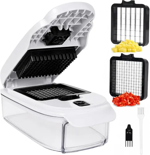 Vista 9 de Picador de verduras 13 en 1 Picador de cebolla · Picador de verduras con recipiente · Picador de ensalada · Cortador de patatas – Regalo