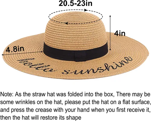 Vista 3 de Double Couple Womens Straw Hat Wide Brim Floppy Beach Sun Hat for Women UPF 50+ Adjustable Strap Vacation