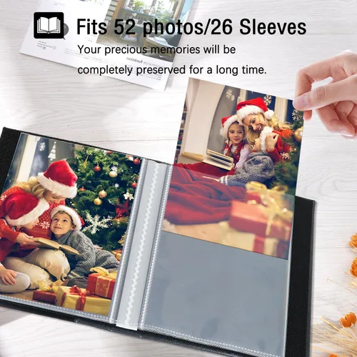 Vista 3 de Artmag - Paquete de 2 álbumes de fotos pequeños de 4 x 6 pulgadas, cada paquete con 26 páginas transparentes, para 52 fotos verticales de 4 x 6