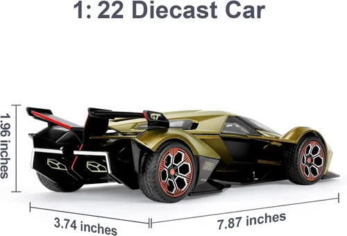 Vista 5 de SASBSC Autos de juguete para niños de 4-7 8-12 años V12 Coche de carreras de juguete con luz y sonido 1:22 Coches modelo de metal fundido a presión