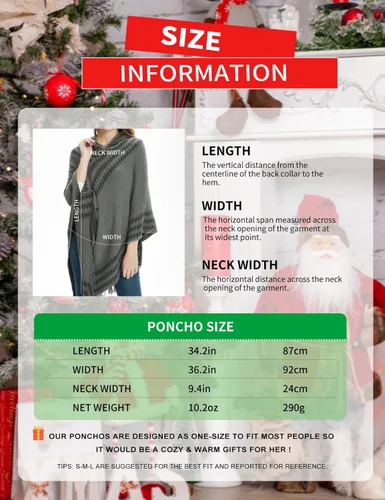 Vista 6 de Ferand Suéter poncho de punto con capucha y rayas en zigzag para mujer con flecos