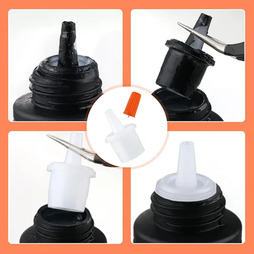Vista 4 de Kit de 44 piezas de pegamento para pestañas, kit de tapas de pegamento para pestañas, puntas de boquilla, tapones para botellas, puntas de boca