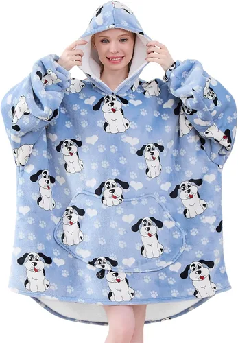 Vista 29 de Moinlizy - Sudadera con capucha tipo manta extragrande, portátil con capucha y bolsillo, de grueso sherpa, para mujeres y hombres adultos
