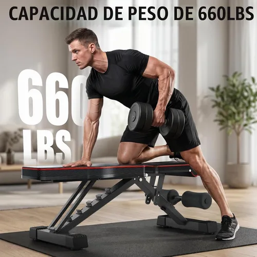 Vista 2 de Juego de banco de pesas multifunción todo en 1, multiposiciones, para levantamiento de pesas, banco de entrenamiento, banco plegable para gimnasio