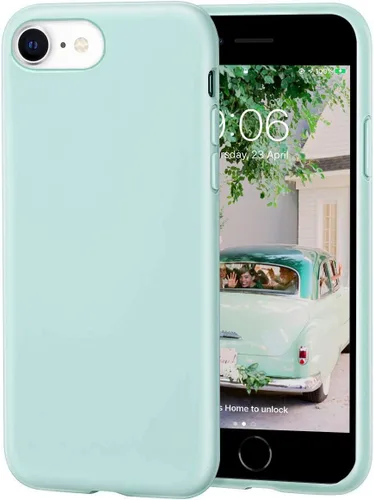 Vista 13 de IceSword Funda para iPhone SE 3 2022 [actualizada]/ iPhone SE 2020 (2ª generación)/iPhone 7/iPhone 8 funda de silicona azul, funda de goma de gel