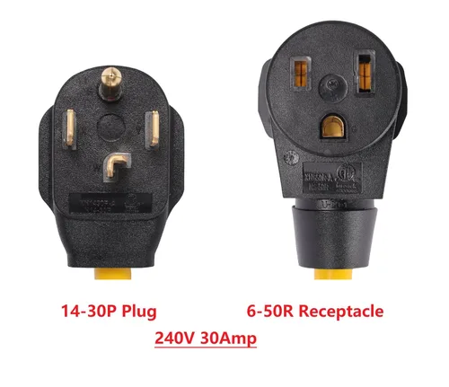 Vista 2 de ONETAK NEMA 14-30P a 6-50R 3FT 30Amp protector de corriente de sobrecarga adaptador de cable de alimentación, 240V, 30 amperios 4 clavijas macho a