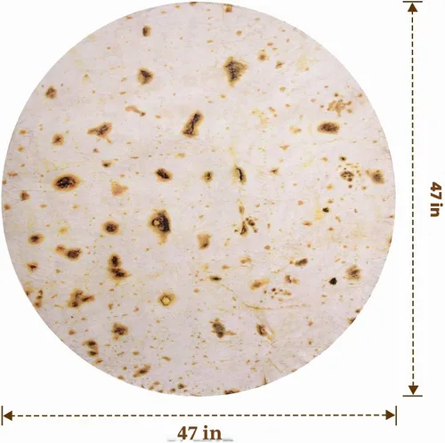Vista 6 de mermaker Cobija de doble cara con estampado de tortilla para burritos Beige