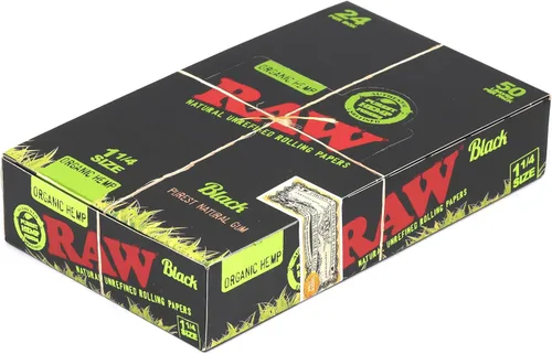 Vista 3 de 1 caja – RAW Black Organic tamaño 1 1/4 (3.071 in) papel de liar – 1200 papeles