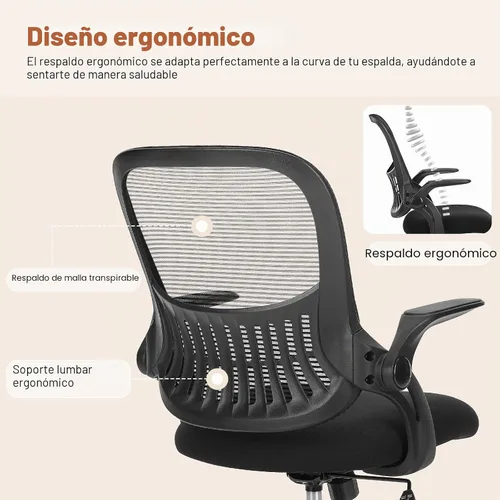 Vista 4 de Sweetcrispy Silla de escritorio para computadora de oficina, ergonómica, de malla con respaldo medio, giratoria, con ruedas, cómodo soporte lumbar