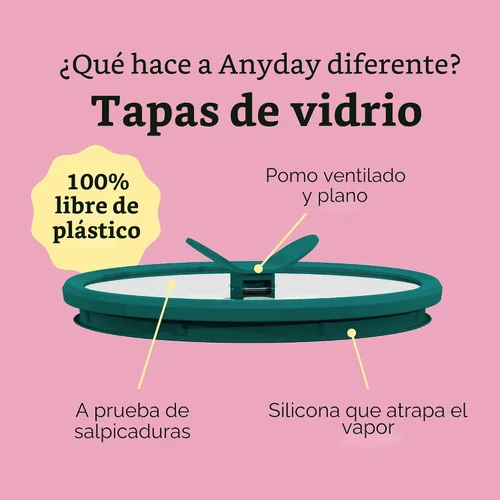 Vista 4 de Anyday - Set de 2 envases de vidrio para almacenamiento de alimentos con tapas de vidrio Set de preparación de comidas sin plástico Set