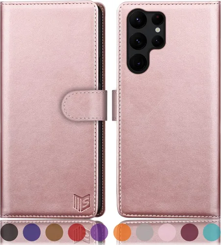 Vista 8 de SUANPOT - Funda para Samsung Galaxy S23 Ultra con bloqueo RFID, tarjetero con funda protectora de PU para teléfono, para mujeres y hombres