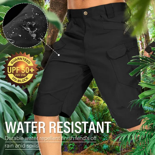 Vista 6 de Jessie Kidden Pantalones cortos tácticos para hombre, elásticos, para exteriores, resistentes al desgaste, rasgaduras, parada, trabajo, senderismo