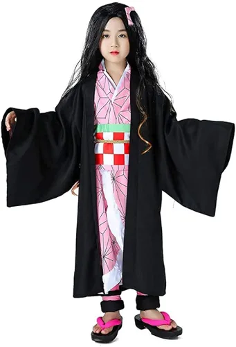 Vista 6 de Kamado Cosplay traje Kimono traje traje traje traje de traje con pendiente de bambú para mujer