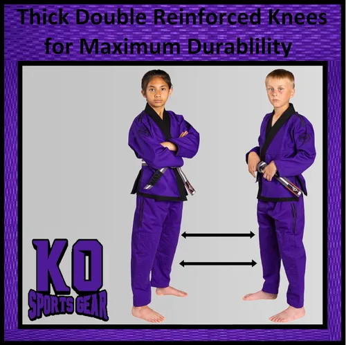 Vista 5 de Conjunto de uniforme para niños, BJJ Jiu Jitsu Gi, kimono y pantalones, preencogido