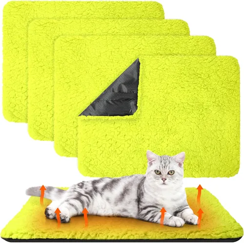 Vista 15 de Drydiet Paquete de 4 Almohadillas Autocalentadoras para Gatos Alfombrilla Térmica Lavable para Perros Sin Hogar Almohadillas Térmicas para Perreras