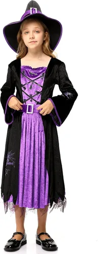 Vista 2 de Acekid Disfraz de bruja de Halloween para niñas