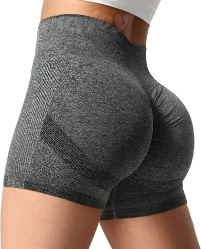 Vista 2 de VOYJOY Pantalones cortos de entrenamiento para mujer de 3.6 pulgadas, con levantamiento de glúteos, pantalones cortos de gimnasio sin costuras