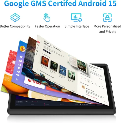 Vista 4 de Tablet de 7 pulgadas con funda, tabletas Android 15 de cinco núcleos, 8GB RAM 32GB ROM expansión de 512GB, pantalla IPS HD de 1024 x 600, 3500mAh