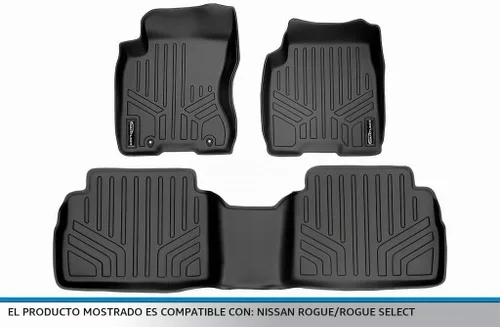 Vista 5 de SMARTLINER Juego de tapetes de piso de ajuste personalizado de 2 filas compatibles con Nissan Rogue 2008-2013