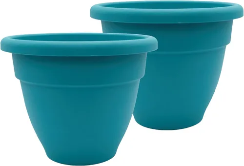 Vista 19 de The HC Companies, Caribbean - Maceta de plástico y ligera de 6 pulgadas para interiores y exteriores, maceta para hierbas y flores, color negro