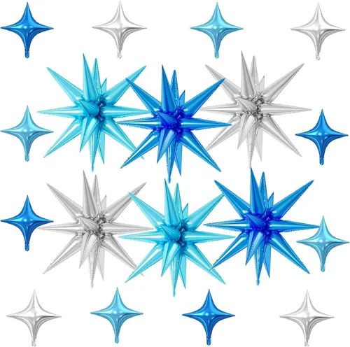 Vista 28 de 18 globos de estrella rosa, globo rosa bebé con 6 globos de estrella en explosión de 22 pulgadas, 12 globos de aluminio de cuatro estrellas