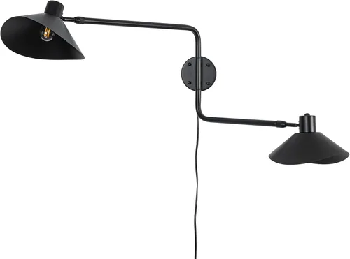 Vista 10 de Modernos apliques de pared enchufables, luces de pared negras con brazo oscilante con cable de interruptor de encendido/apagado para dormitorio