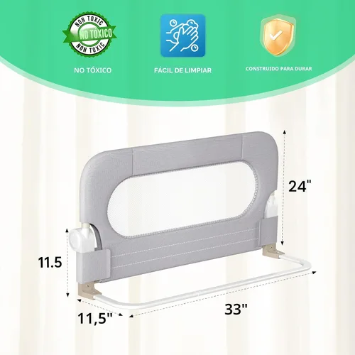 Vista 2 de UPGOGO Barandilla plegable para niños pequeños, gris, 33 pulgadas de largo